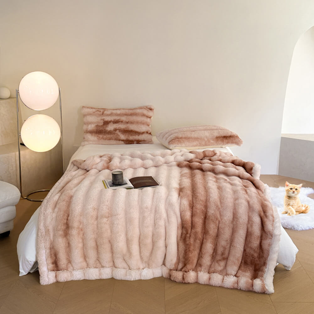 Super Soft Faux Fur Throw Blanket Soft Plush Fluffy Blanket for Couch