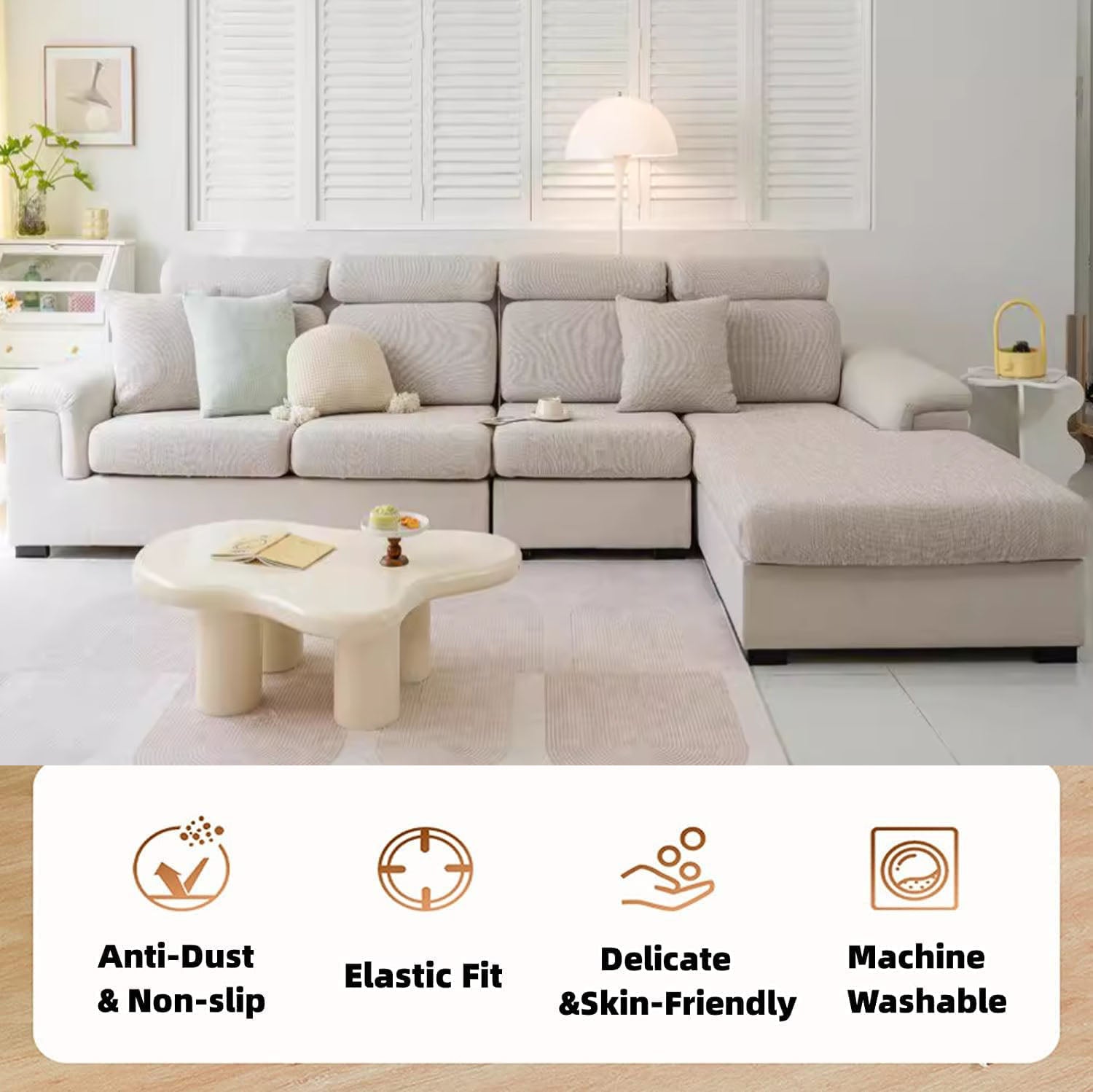 Thick Linen Magic Sofa Covers Anti-Slip Sofa Couch Covers Wear-Resistant Universal Sofa Cover Stretch for Sectional Slipcovers  ﻿
