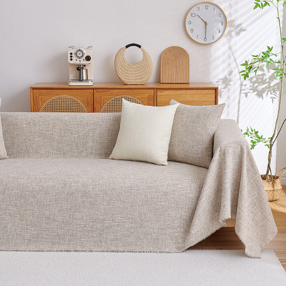 Cotton Linen Couch Cover Sectional Sofa Cover Washable L Shape Sofa Protector Decorative Modern Style for Living Room