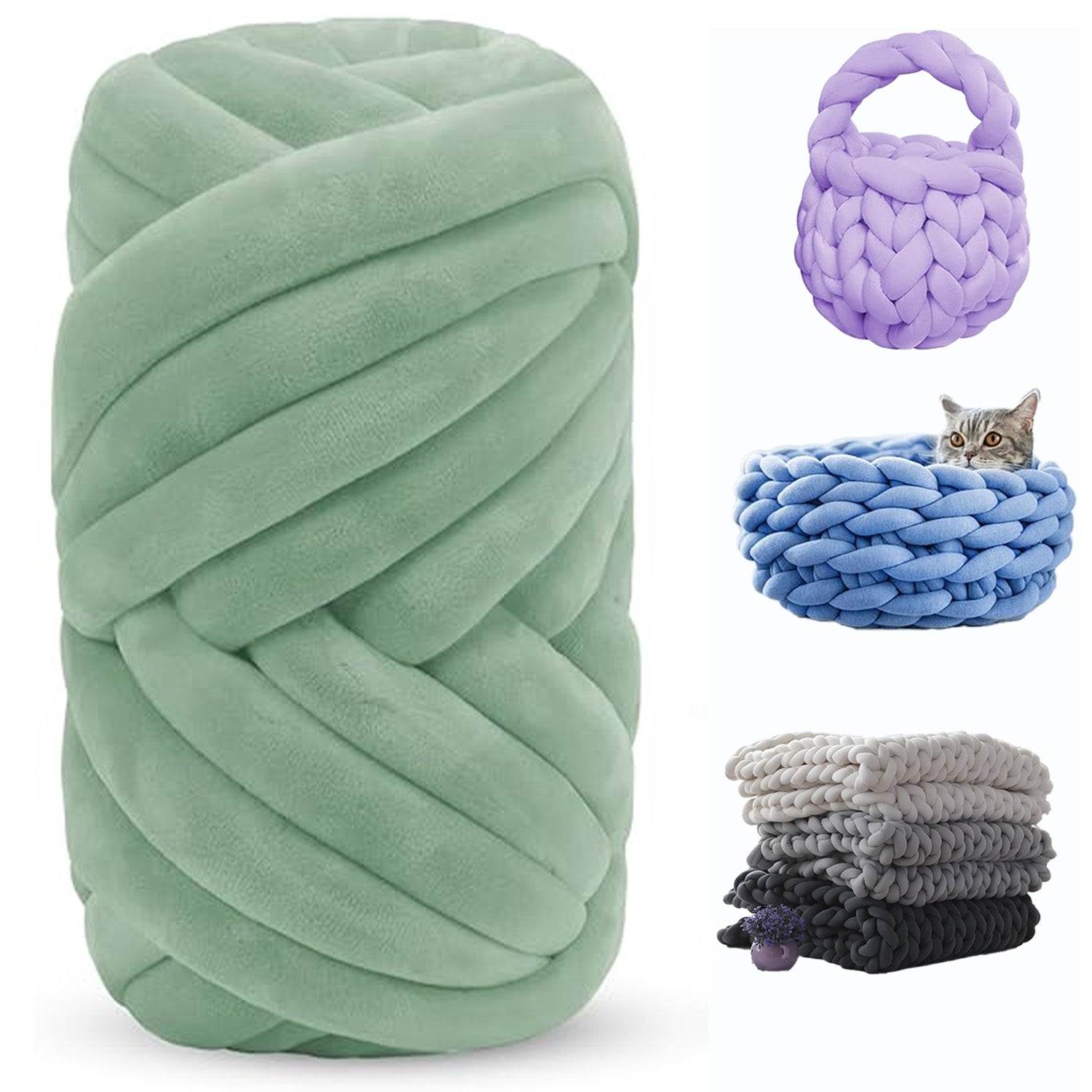 Chunky Yarn for Arm Knitting – Soft Jumbo Yarn for Blankets, Pillows & Pet Beds | Cozy & Durable