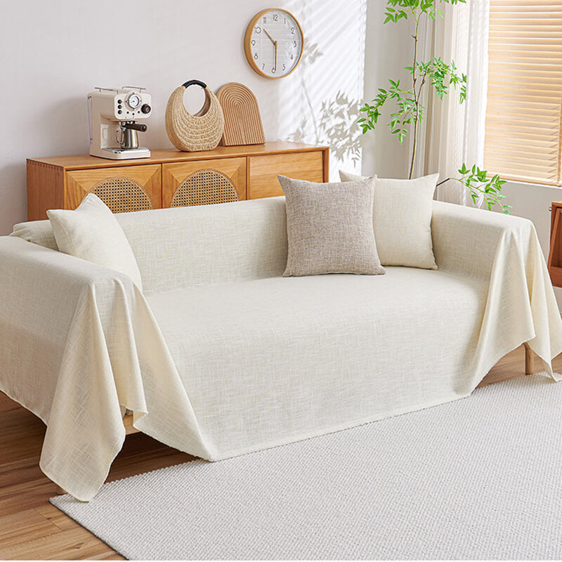 Cotton Linen Couch Cover Sectional Sofa Cover Washable L Shape Sofa Protector Decorative Modern Style for Living Room