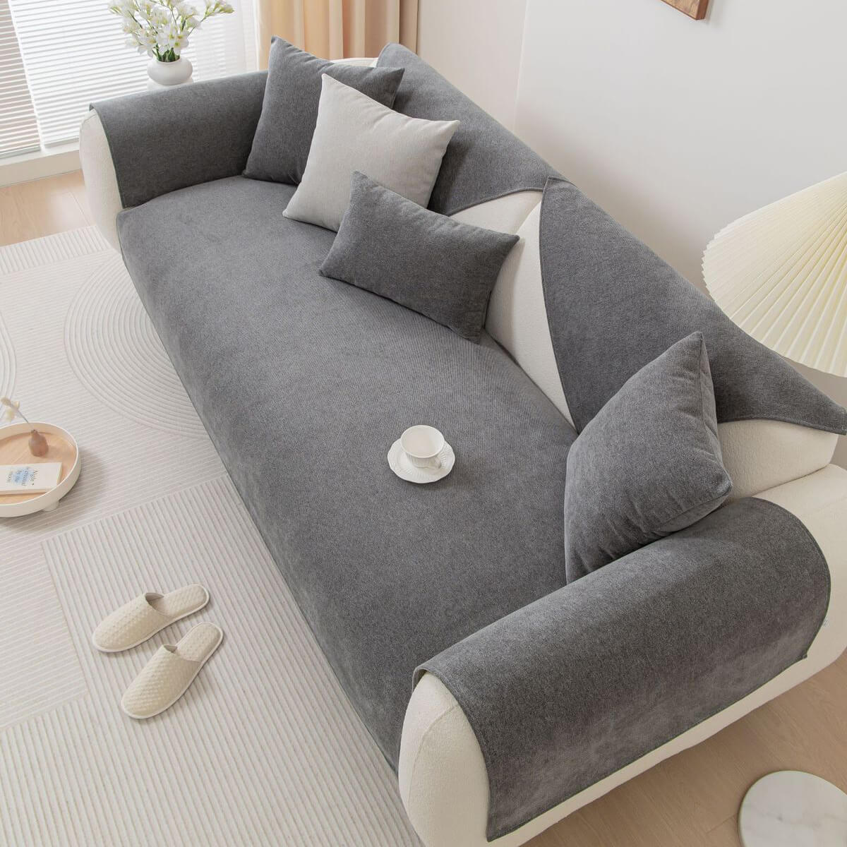 Thick Linen Anti-Slip Grip Sofa and Couch Protector, Sectional Sofa Cover, Sofa Arm Covers