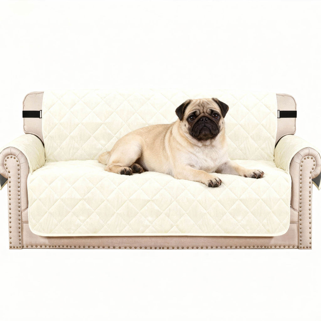 Thick Velvet Sofa Cover Soft Couch Cover for 3 Cushion Cover Washable Furniture Protector for Dogs Non-Slip Sofa Slipcover with Elastic Strap