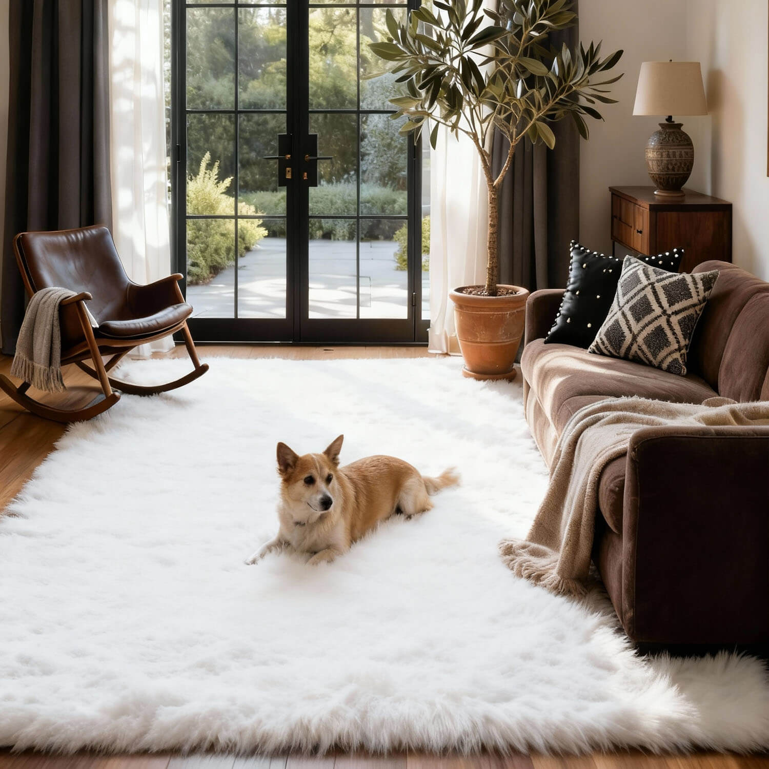 Faux Wool Plush Rug Soft Shaggy Carpet Home Floor Area Mat Decoration