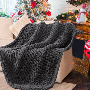 Chunky Knit Throw Chenille Bulky Blanket - KnitFirst