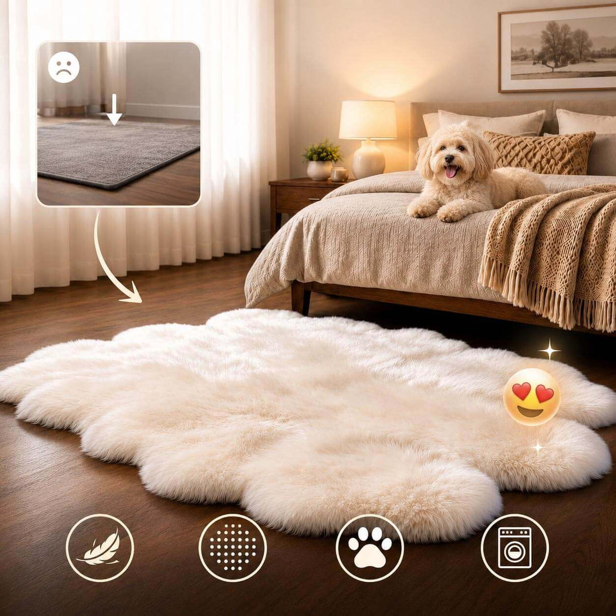 Fur Rug Large EXTRA LARGE FAUX SHEEPSKIN FUR RUG – KnitFirst