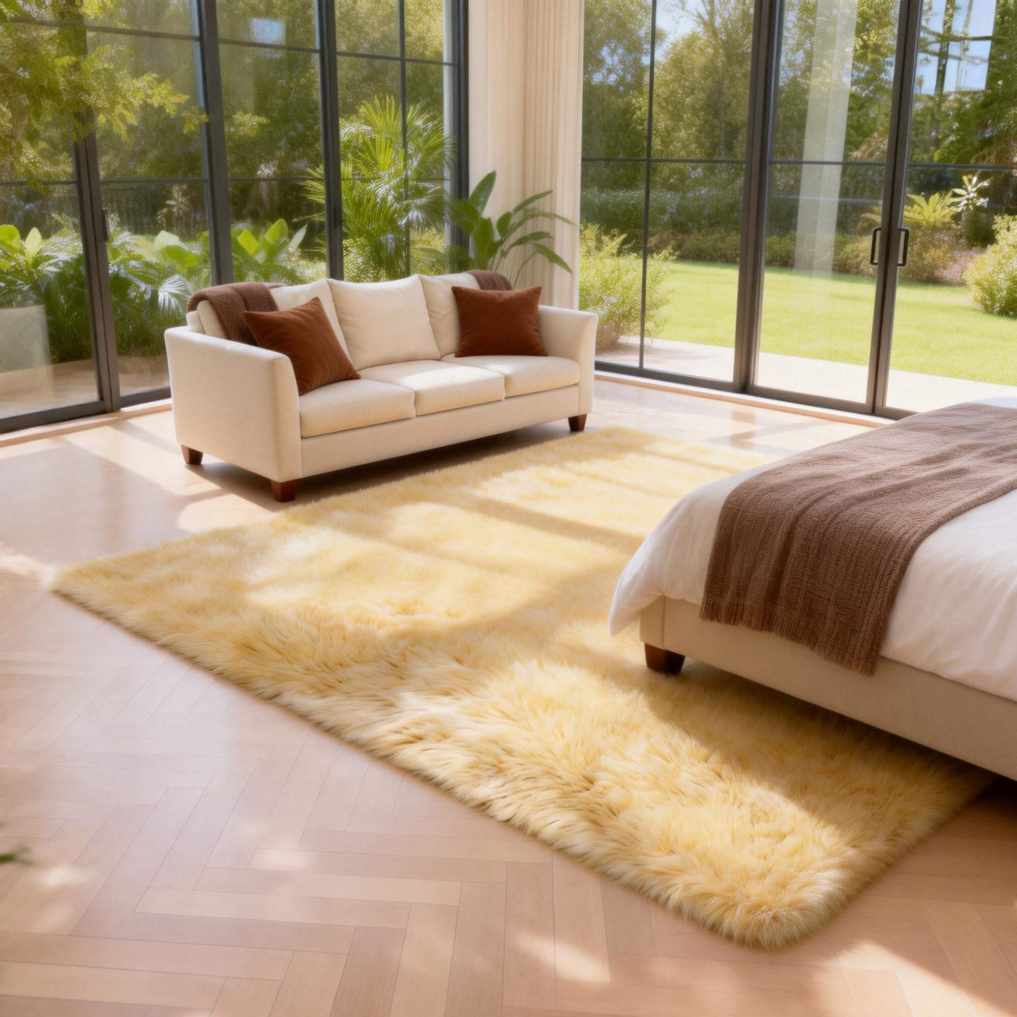 Luxury Faux Wool Plush Rug – Ultra Soft Shaggy Carpet for Cozy Home ...
