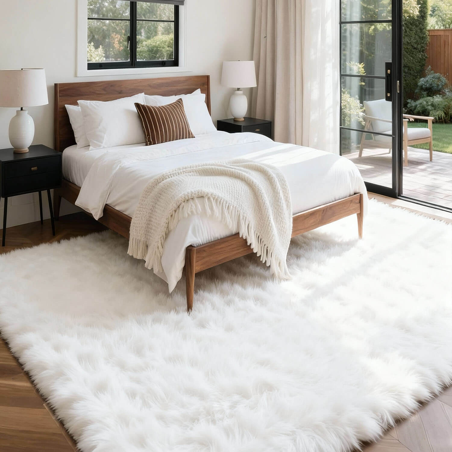 Faux Wool Plush Rug Soft Shaggy Carpet Home Floor Area Mat Decoration - KnitFirst