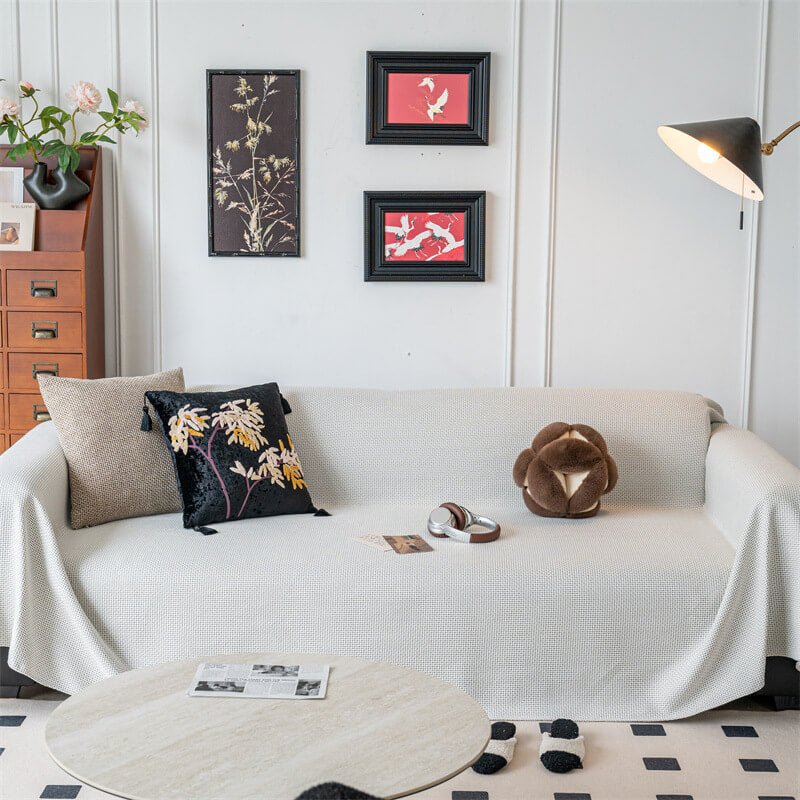 ﻿ ﻿ ﻿ Linen Couch Cover Sofa Covers Washable Reversible Couch Protector for Dogs Sofa Towel Sofa Slipcovers Sofa Covers ﻿ - KnitFirst