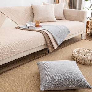 Linen Pillow Covers 18x18 Inch Rustic Square Decorative Throw Pillow Covers for Sofa Couch Farmhouse Home Decorations - KnitFirst