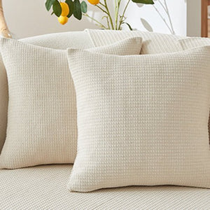 Linen Pillow Covers 18x18 Inch Rustic Square Decorative Throw Pillow Covers for Sofa Couch Farmhouse Home Decorations - KnitFirst