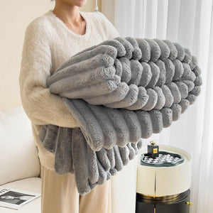 Luxury Jacquard Lattice Faux Fur Throw Blanket, Soft and Warm Thick Furry Throw Blankets - KnitFirst
