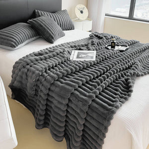 Luxury Jacquard Lattice Faux Fur Throw Blanket, Soft and Warm Thick Furry Throw Blankets - KnitFirst