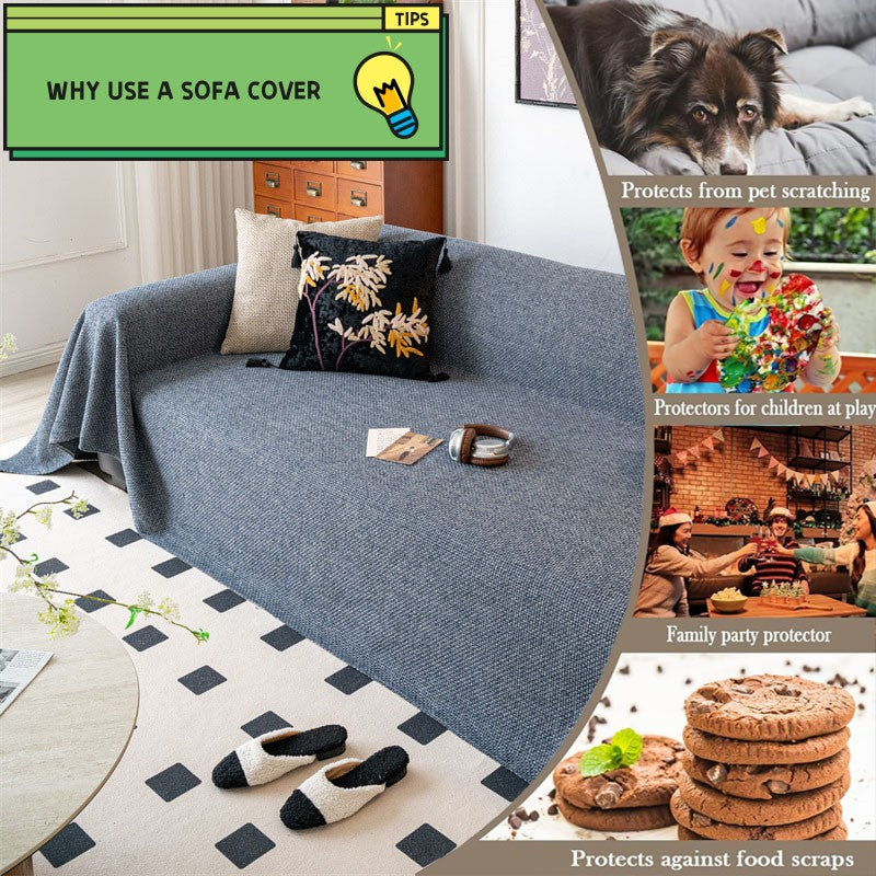 ﻿ ﻿ ﻿ Linen Couch Cover Sofa Covers Washable Reversible Couch Protector for Dogs Sofa Towel Sofa Slipcovers Sofa Covers  ﻿