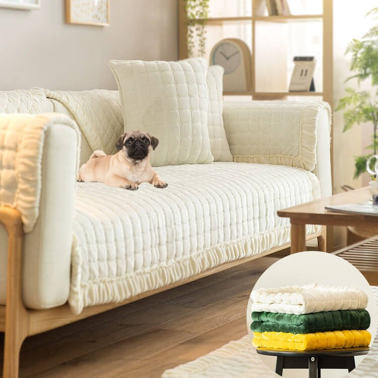 Sectional Couch Cover, Anti - Slip Sofa Slipcover,Comfort Protection Aesthetics Velvet Sofa Covers for 3 Cushion Couch Loveseat Recliner L Shaped Armrest Backrest ﻿ - KnitFirst
