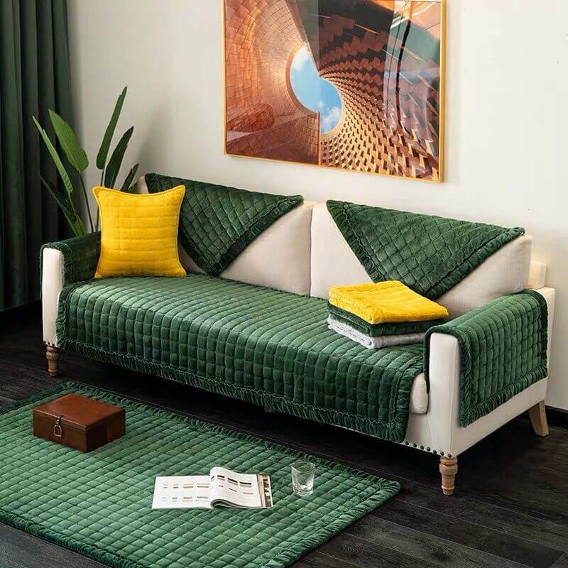 Sectional Couch Cover, Anti - Slip Sofa Slipcover,Comfort Protection Aesthetics Velvet Sofa Covers for 3 Cushion Couch Loveseat Recliner L Shaped Armrest Backrest ﻿ - KnitFirst