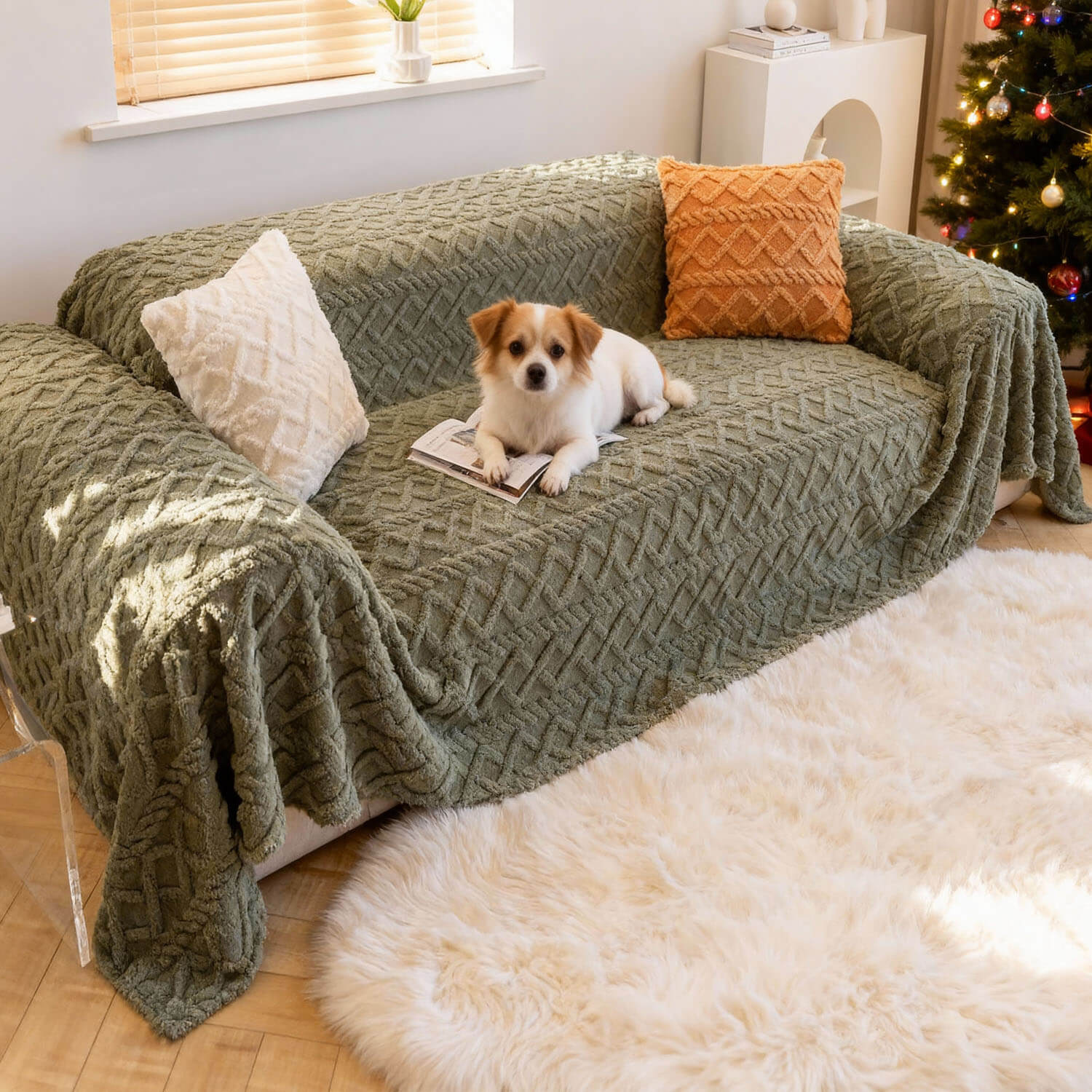 Soft Shaggy Sofa Covers , Throws Blankets Sofa Slipcovers for Pets