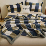 Soft Fleece Checkered Throw Blanket - KnitFirst