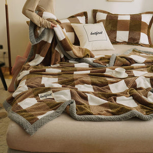 Soft Fleece Checkered Throw Blanket - KnitFirst
