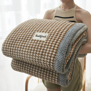 Soft Fleece Checkered Throw Blanket - KnitFirst