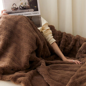Soft Throw Blanket - Ultra Plush Faux Fur Blanket - KnitFirst