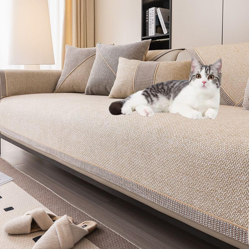 Thick Linen Anti - Slip Couch Protector, Sectional Sofa Cover, Sofa Arm Covers - KnitFirst