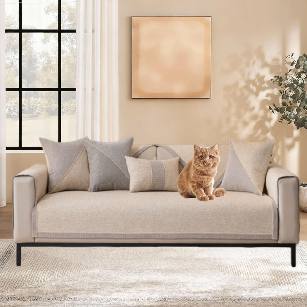 Thick Linen Anti - Slip Couch Protector, Sectional Sofa Cover, Sofa Arm Covers - KnitFirst