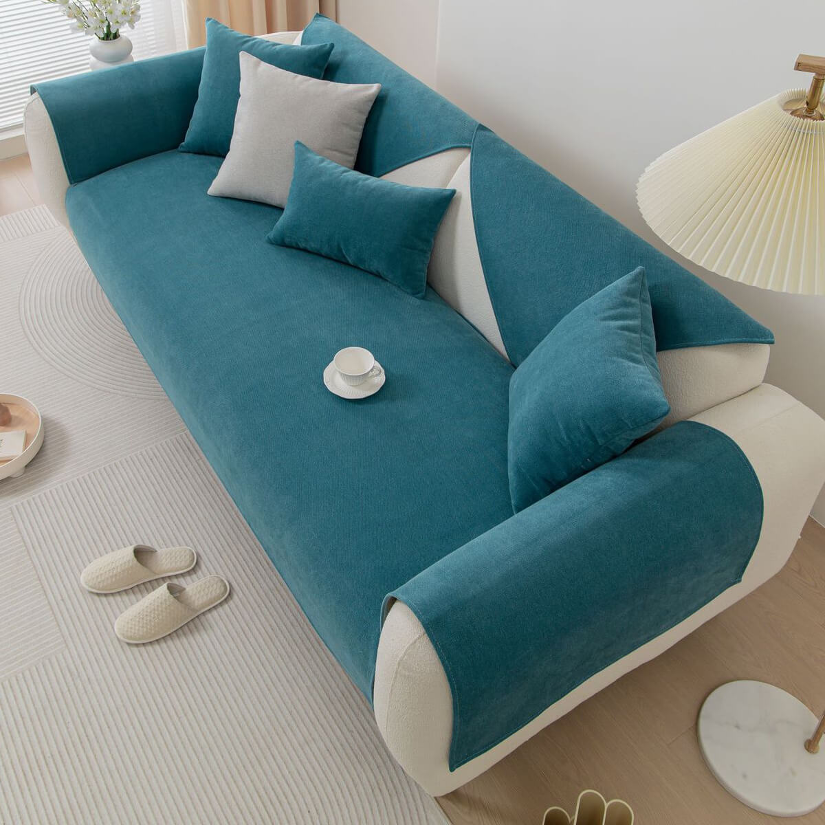 Thick Linen Anti - Slip Grip Sofa and Couch Protector, Sectional Sofa Cover, Sofa Arm Covers - KnitFirst