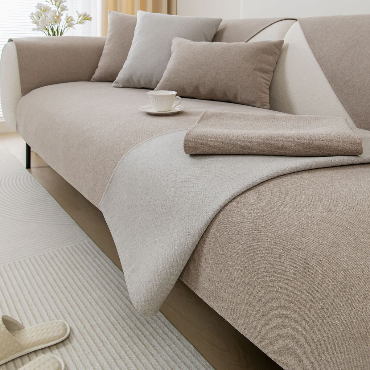 Thick Linen Anti - Slip Grip Sofa and Couch Protector, Sectional Sofa Cover, Sofa Arm Covers - KnitFirst