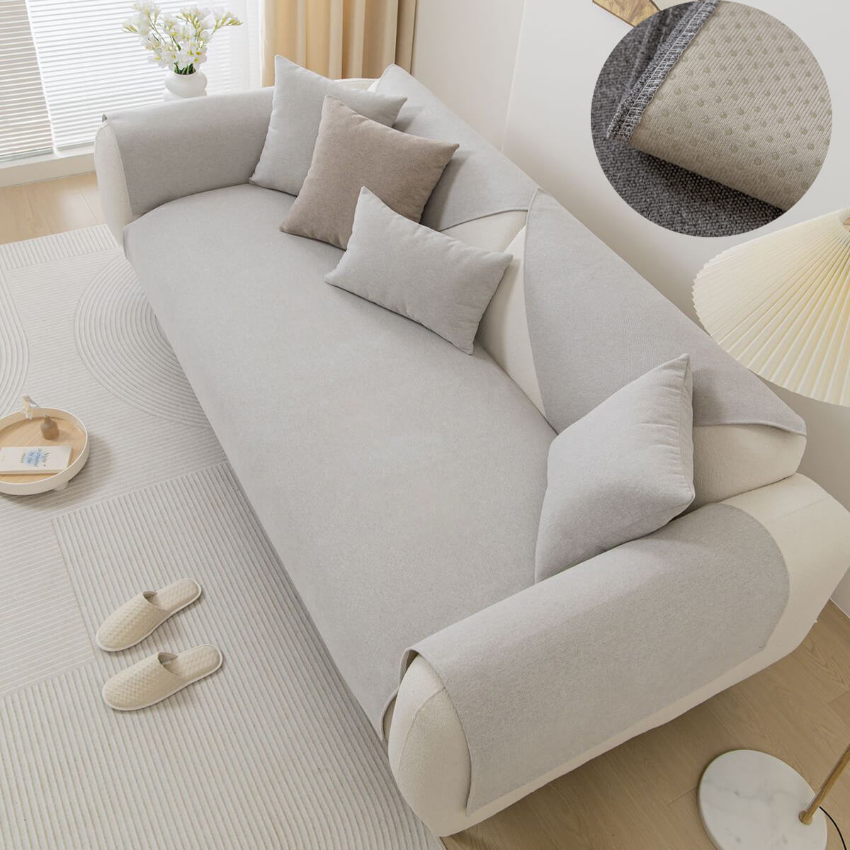 Thick Linen Anti - Slip Grip Sofa and Couch Protector, Sectional Sofa Cover, Sofa Arm Covers - KnitFirst