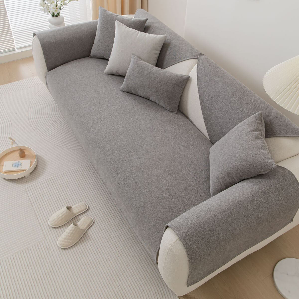 Thick Linen Anti - Slip Grip Sofa and Couch Protector, Sectional Sofa Cover, Sofa Arm Covers - KnitFirst