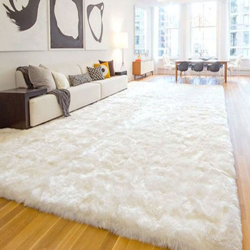 Faux Wool Plush Rug Soft Shaggy Carpet Home Floor Area Mat Decoration