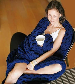 Chunky Knit Blanket - Beautiful Home Decor Throw - Soft Chenille Yarn