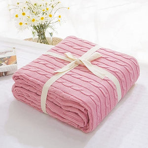 COTTON OVERSIZED CABLE KNIT THROWS BLANKET