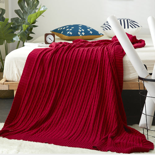 COTTON OVERSIZED CABLE KNIT THROWS BLANKET