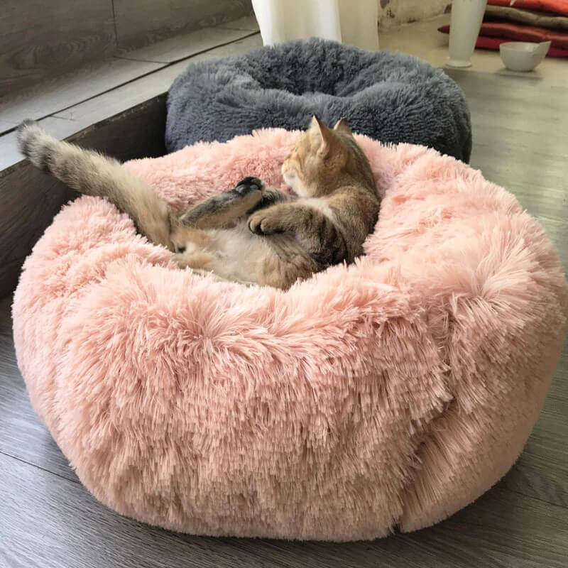 Round Soft Plush Cat Bed