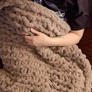 Chunky Knit Throw Chenille Bulky Blanket