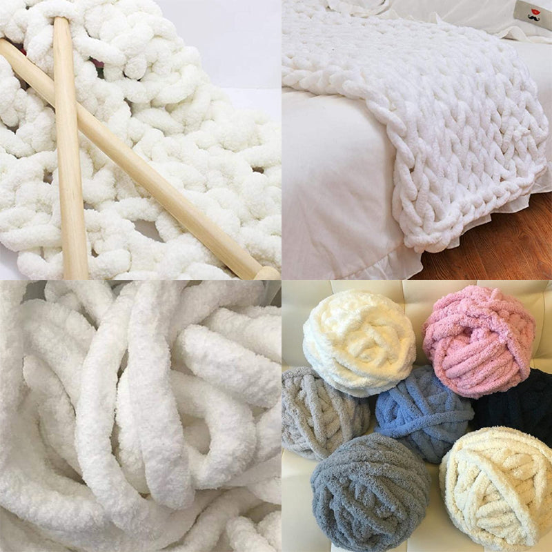 Beige Chenille Chunky Yarn 250g/0.55lb Hand Knitting Yarn Jumbo