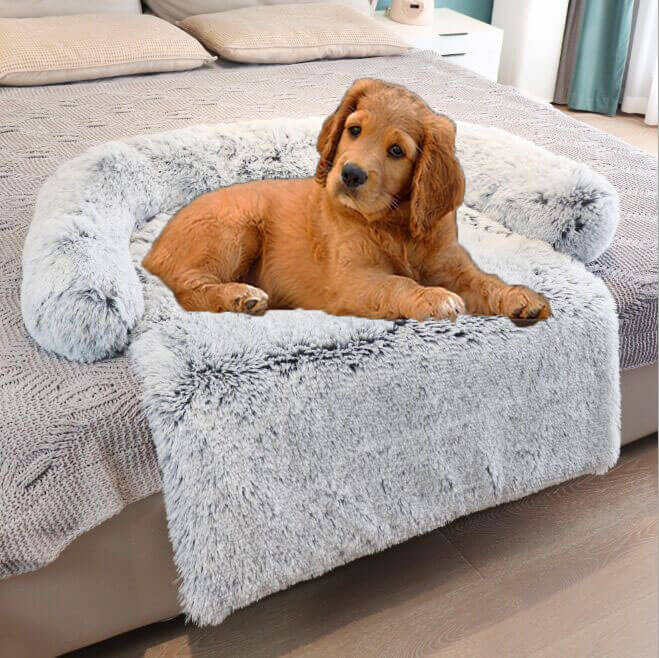 Pet Dog Bed , Faux Fur Cover, Fluffy Self-Warming Cushion Bed