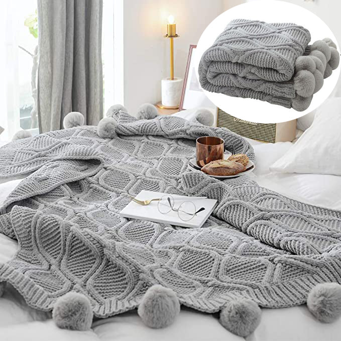 Iceland Wool Knitted Throw Blanket, Super Soft Couch/Sofa/Bed Cover (51.18"×59.05")