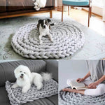 Chunky knitting Dog Bed Rug | Hand Braided Round Rug
