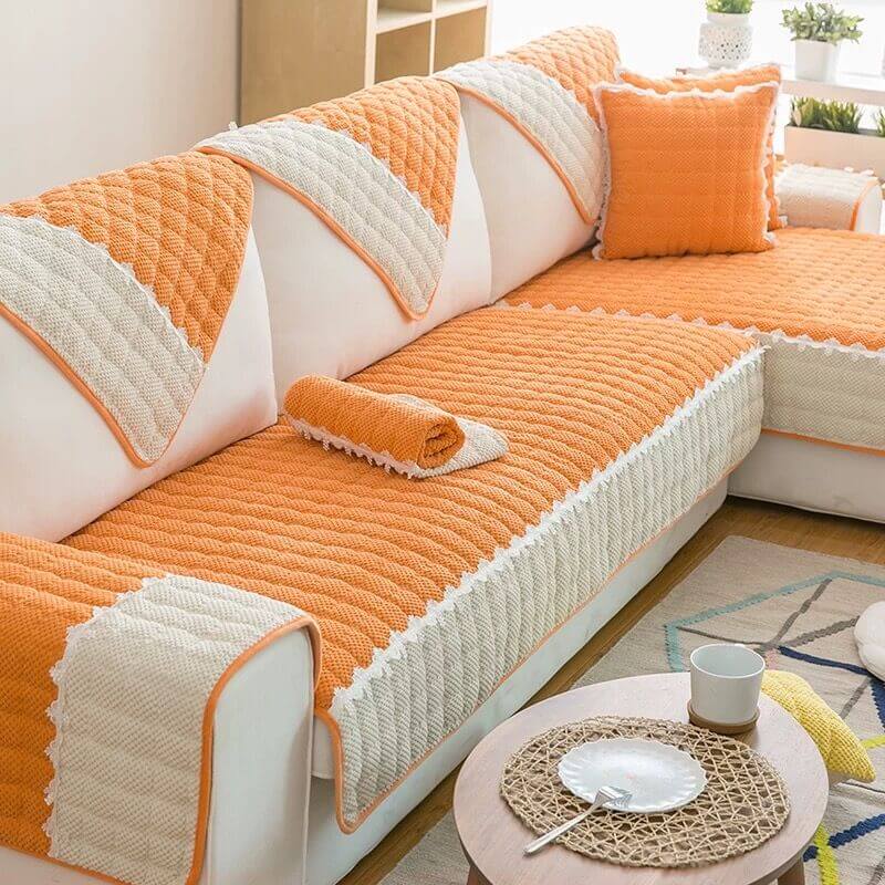 Plush Sofa Cover Leather Corner Sectional Couch Covers Set Cover L Shape