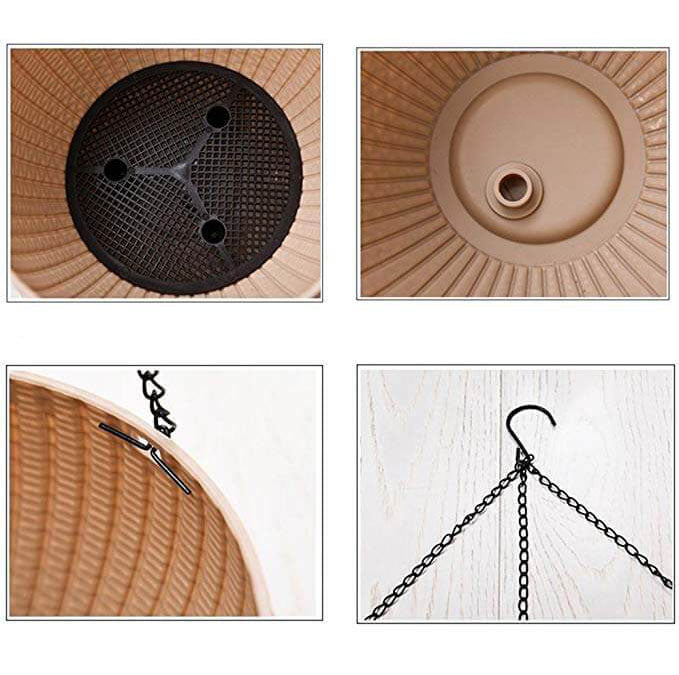 Resin Rattan Round Hanging Planter hanging Baskets flowers