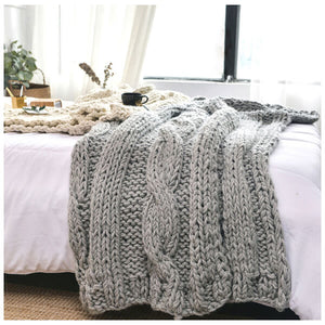 DIY Knitting PATTERN - Triple Cable Throw Blanket / Rug 50" x 60"