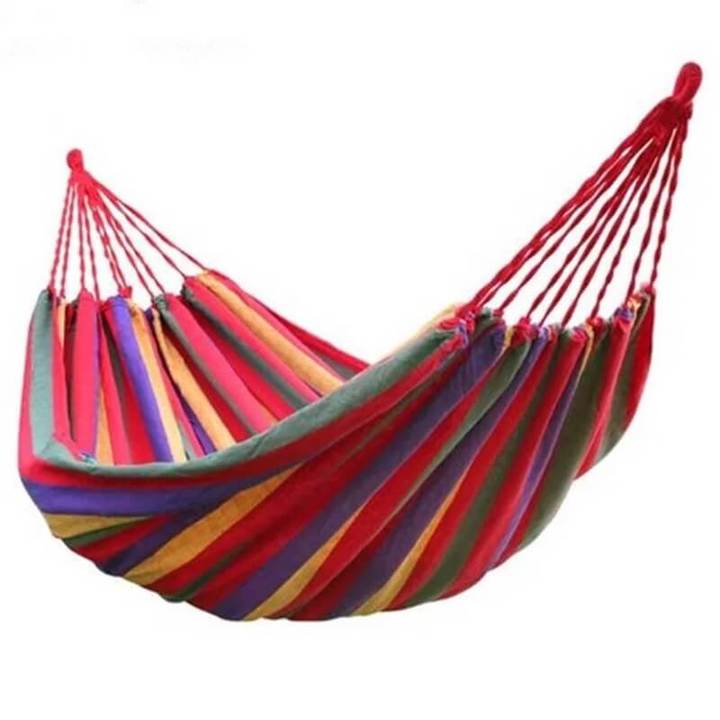 Single Hammock, hand-woven Natural, Cotton Special Fringe