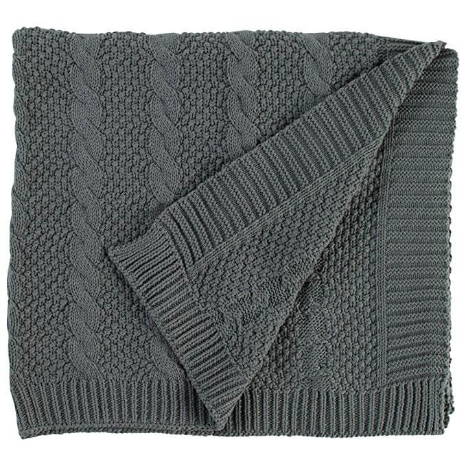 Cotton Transitional Chunky Cable Knit Throw, 50" x 70"