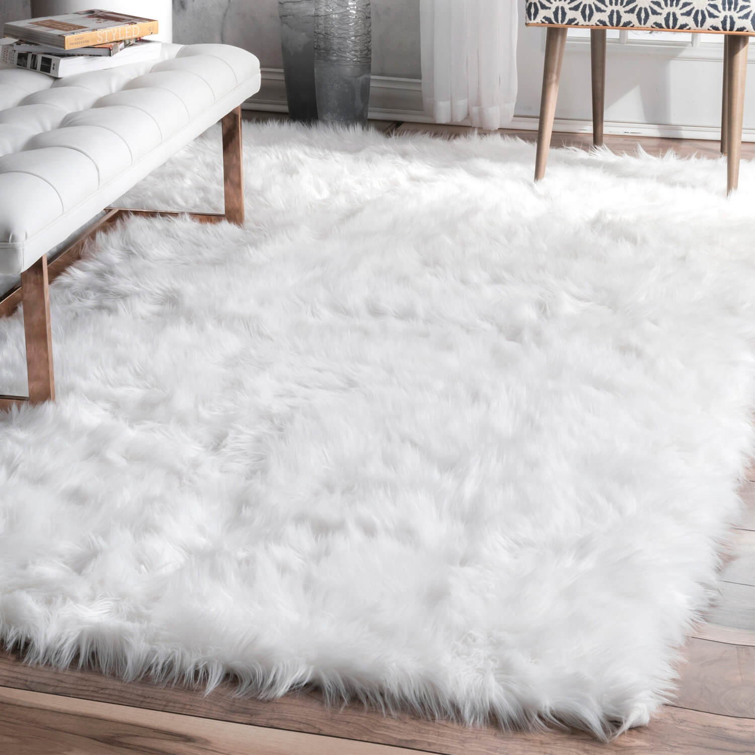 Fluffy Rugs , Faux Fur Sheepskin Area Rug – KnitFirst