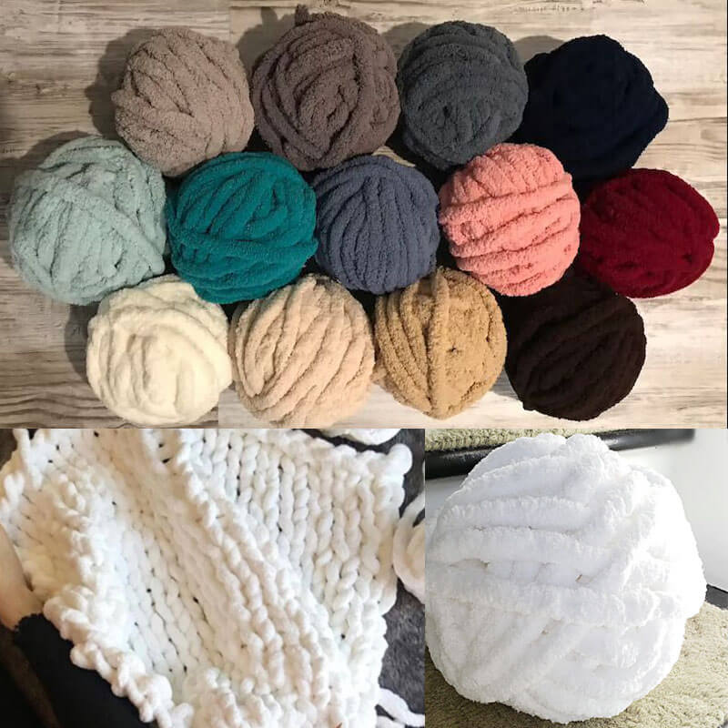 Chenille Yarn for Arm Knitting, Fluffy Yarn for Making Blankets