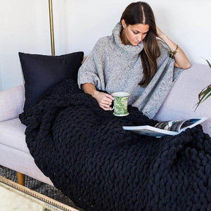 Chunky Knit Blanket - Beautiful Home Decor Throw - Soft Chenille Yarn - KnitFirst