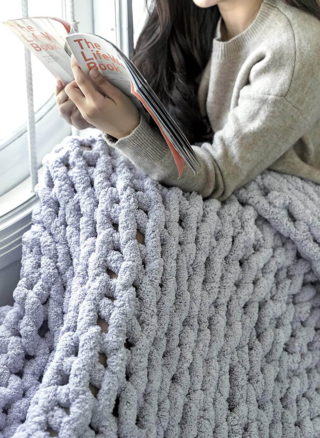 Chunky Knit Blanket - Beautiful Home Decor Throw - Soft Chenille Yarn - KnitFirst